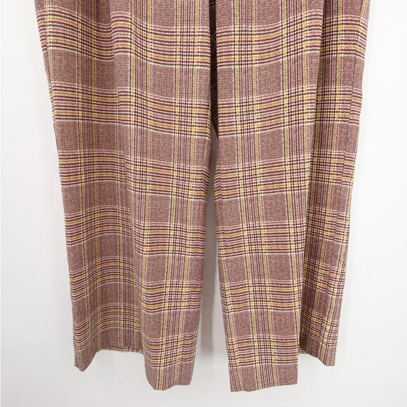 Vince Camuto Pants Tan Brown Tones Plaid Pleated Wide Leg Pants Size 18W - Picture 4 of 14